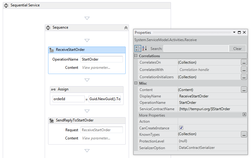 Set Receive Activity Properties