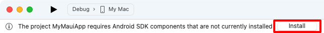 Install the missing Android SDK components.