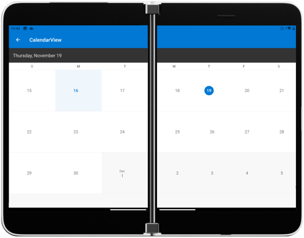 Surface Duo calendar view