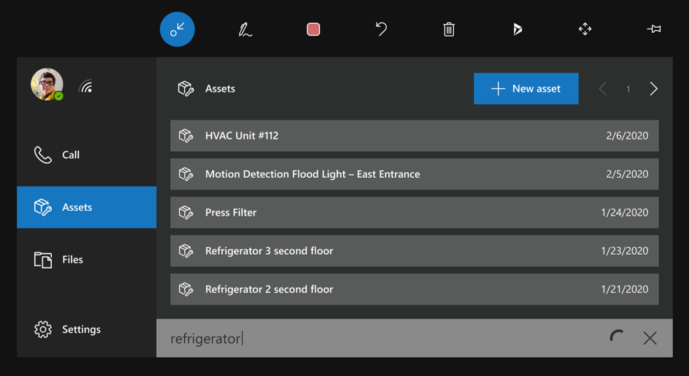 Dynamics 365 Remote Assist na experiência HoloLens para criar registros de ativos