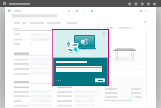 illustration of Business Central Spotlight Tour to call out Teams and Excel integration features.