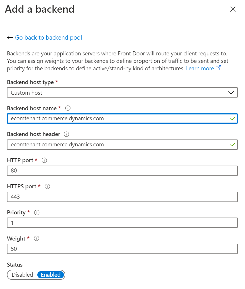 Caixa de diálogo Adicionar um pool de back-end.