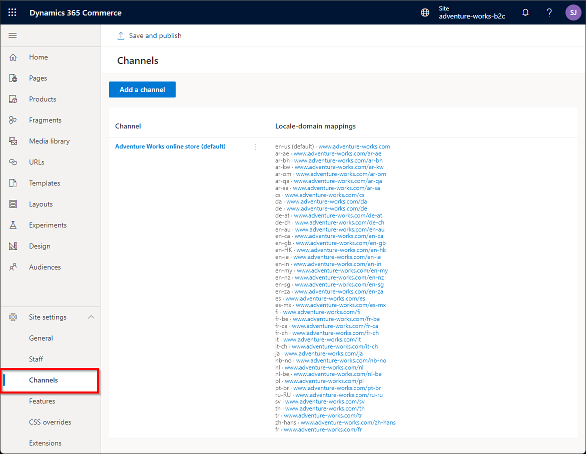 Vários idiomas configurados em um site.