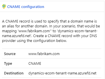 Caixa de diálogo Configuração de CNAME.