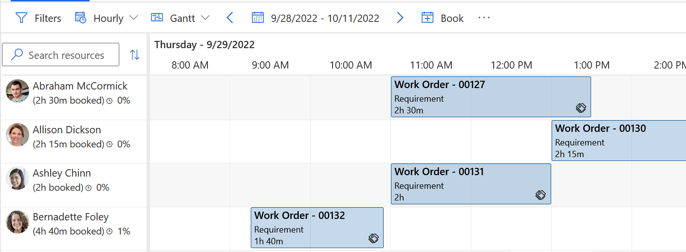 Captura de tela de uma reserva bloqueada em um quadro de agendamento.