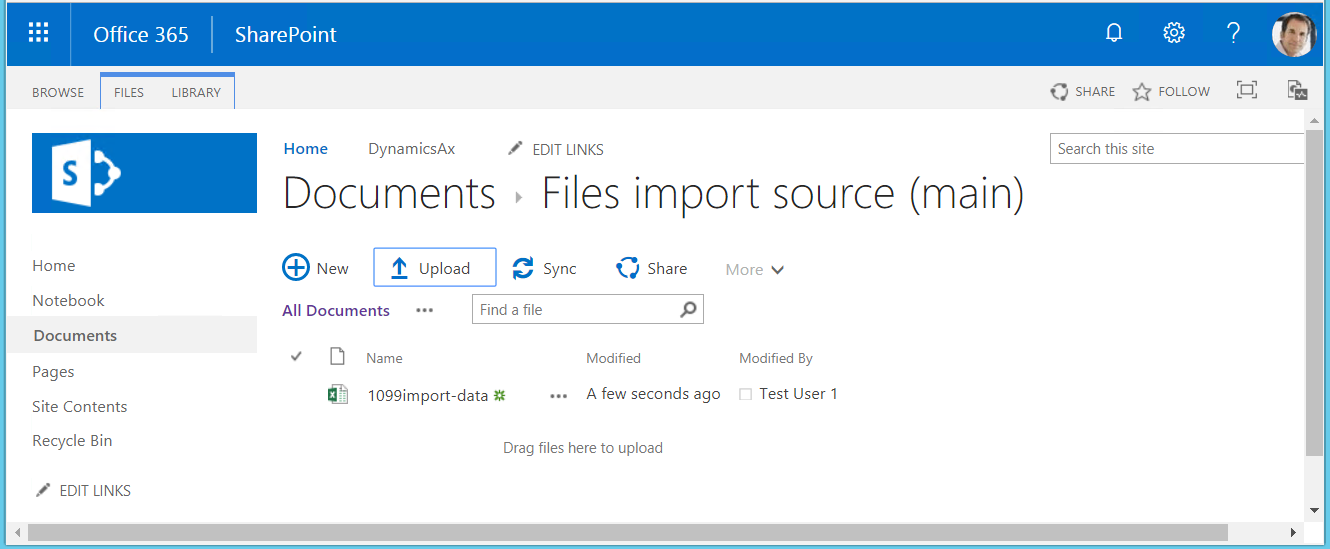 Conteúdo do SharePoint – Arquivo do Microsoft Excel para importação.