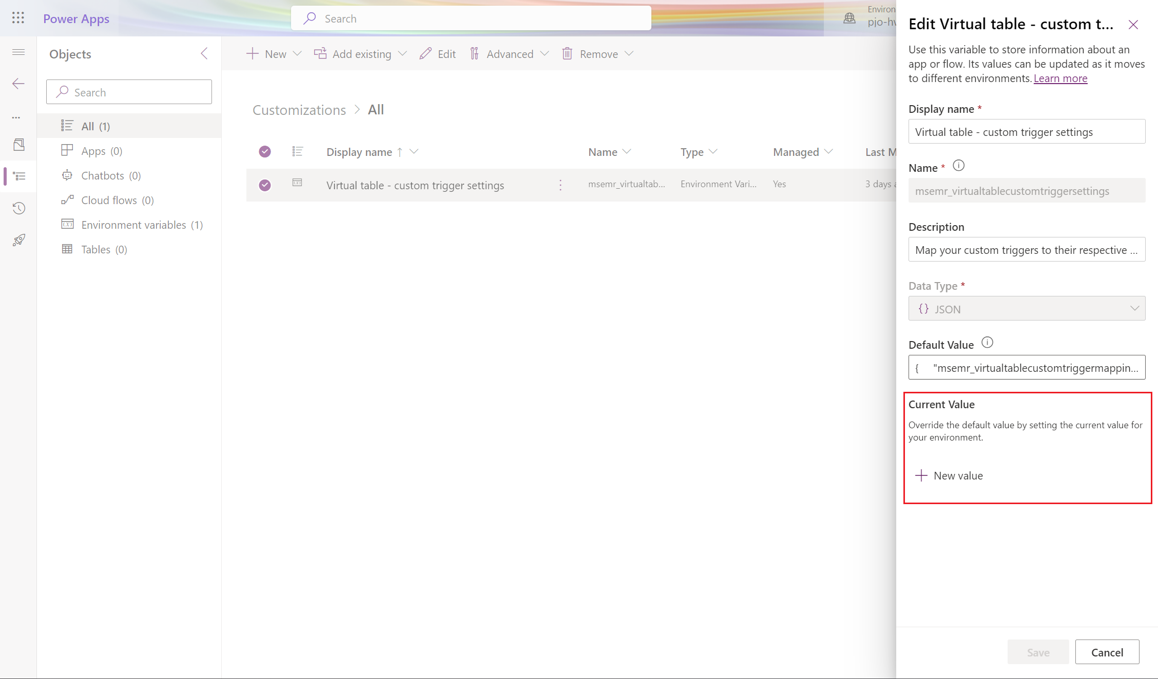 Uma captura de tela mostrando como editar as configurações padrão do gatilho personalizado.
