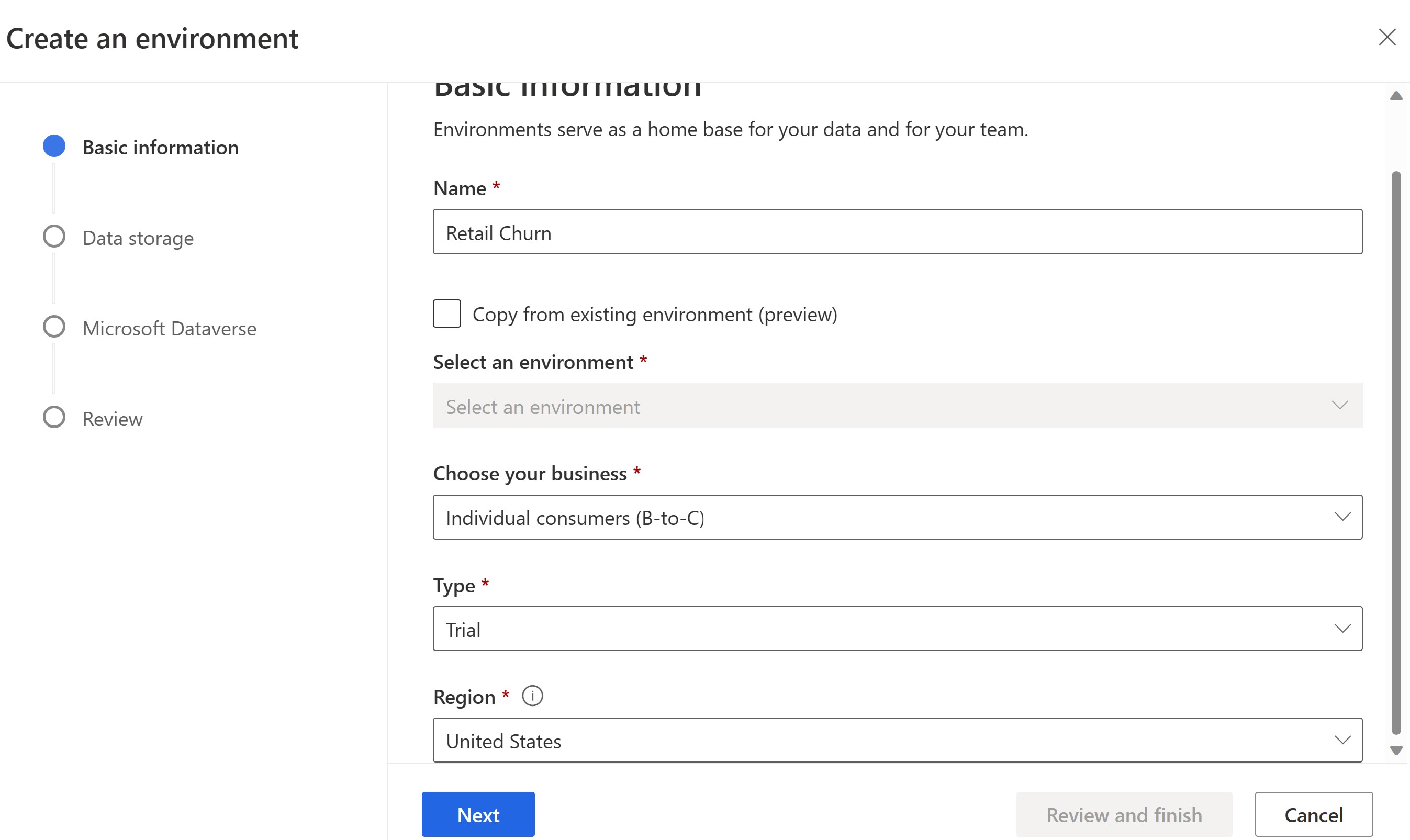 Criar um ambiente B2C no Customer Insights.