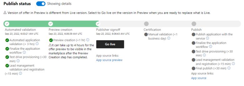 Use a funcionalidade da versão preliminar para o envio do AppSource no Partner Center