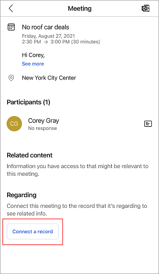Conectar um registro a uma reunião Conectar um registro a uma reunião.