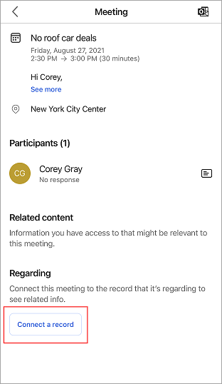 Conectar um registro a uma reunião.