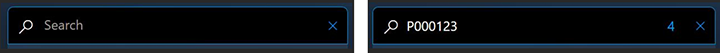 Examples of a quick filter control with and without a search string Examples of a quick filter control with and without a search string.