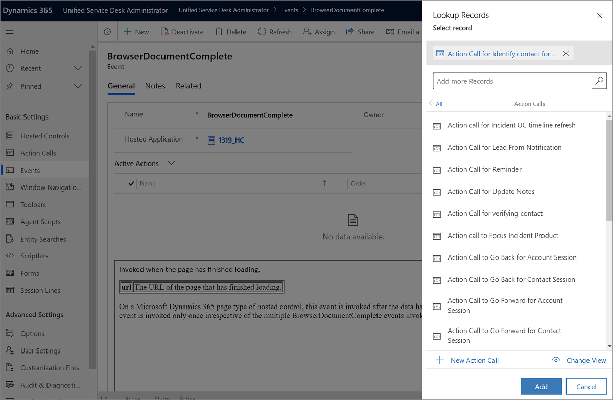 Add an action call to an event Add an action call to an event.