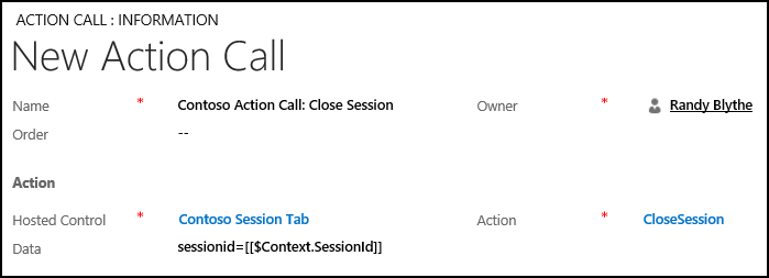 Create an action call to close session Create an action call to close session.