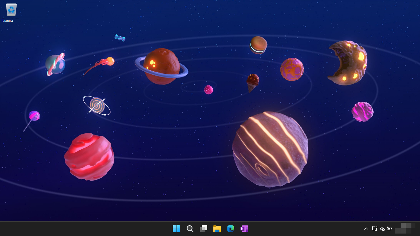 Captura de tela de Windows 11 área de trabalho com 3 adesivos