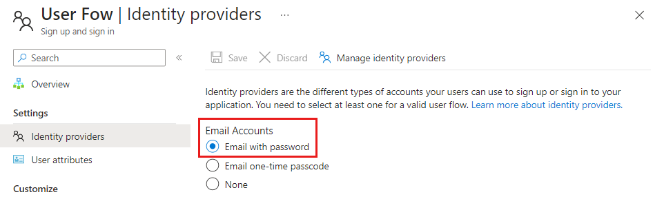 Captura de tela mostrando como habilitar a autenticação por email.