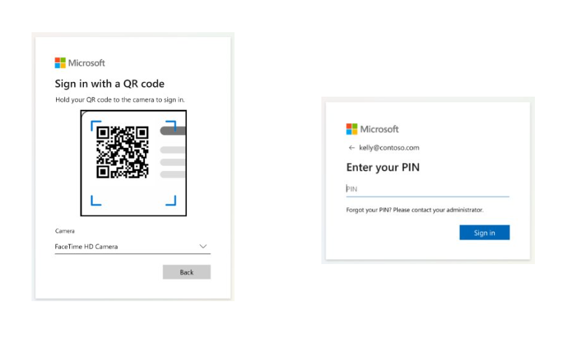 Captura de tela de um código QR mais PIN.