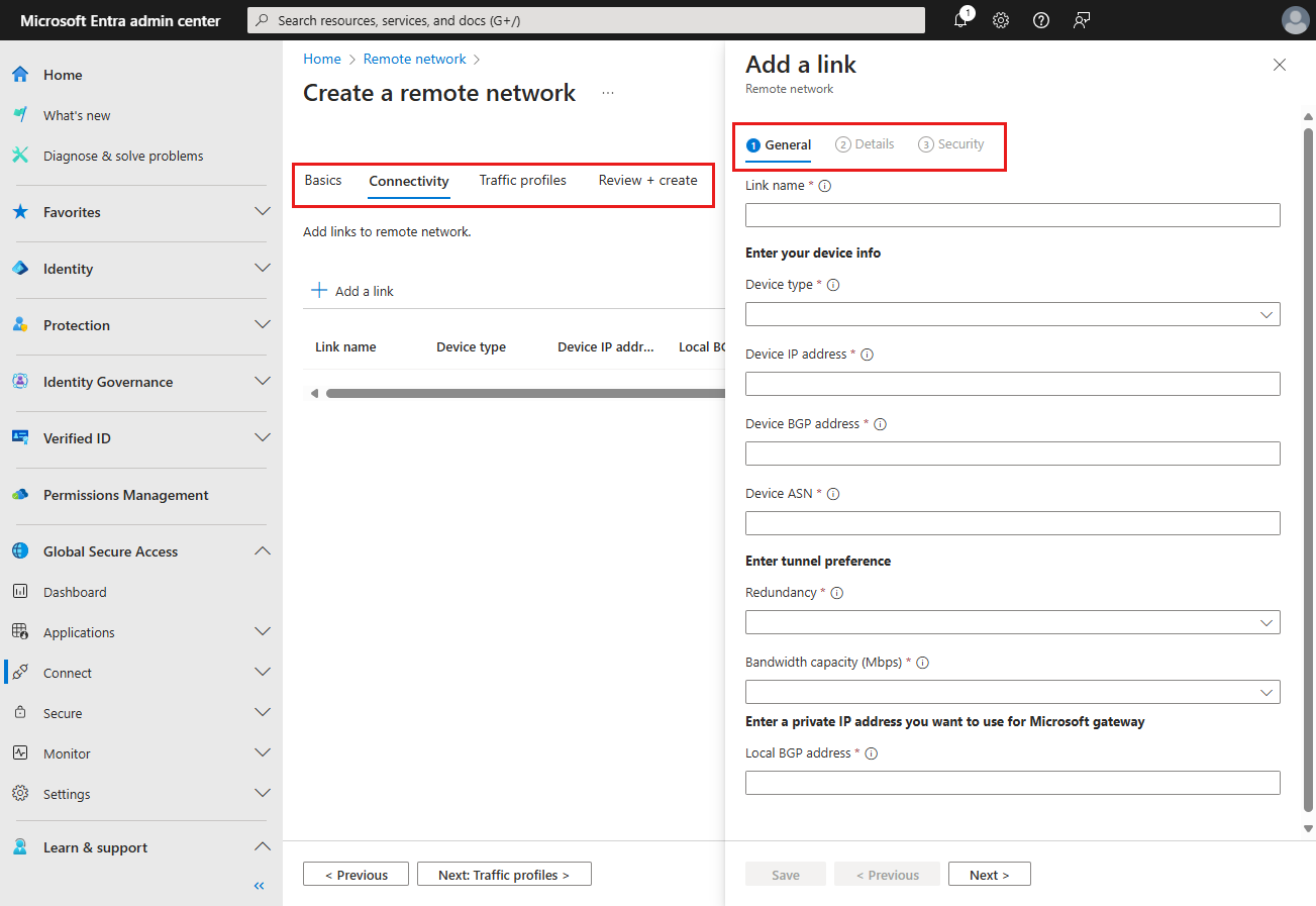 Captura de tela dos dois conjuntos de guias usados ​​no processo.