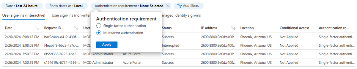 Captura de tela do registo de credenciais.