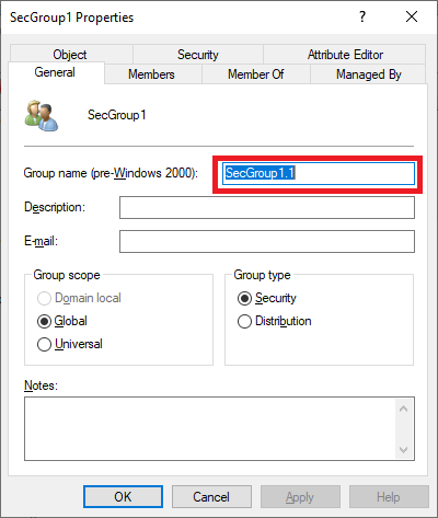 Captura de tela de como alterar o nome do objeto.