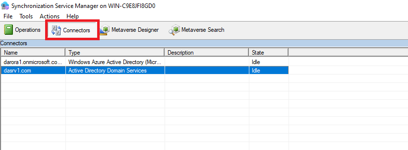 Captura de tela dos Conectores.