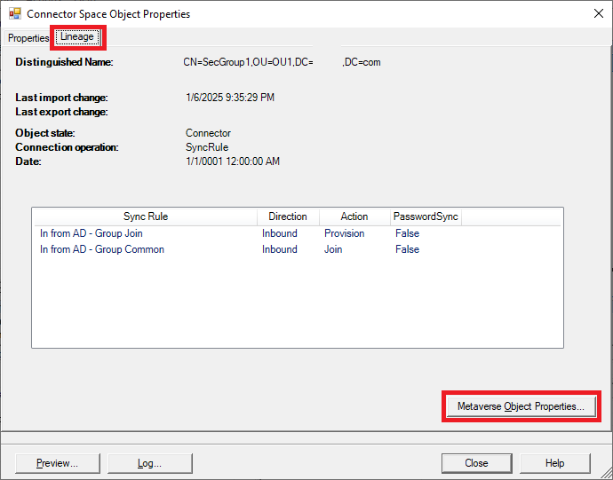 Captura de tela de como exibir a linhagem.
