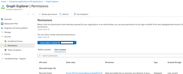 Captura de tela de como conceder permissão.