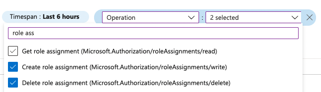 Captura de tela mostrando como adicionar operações de atribuição de função ao filtro de pesquisa