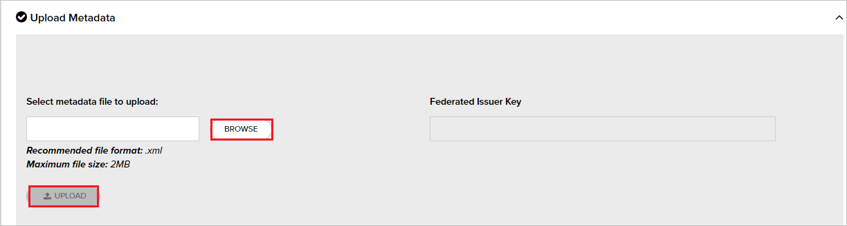 Captura de tela para carregar metadados.