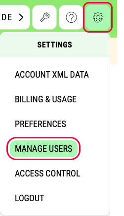 Captura de tela do menu Gerenciar Usuários.