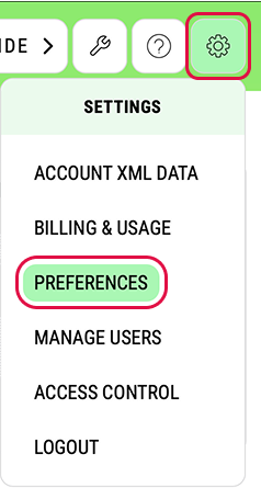 Captura de tela do Menu Preferências.