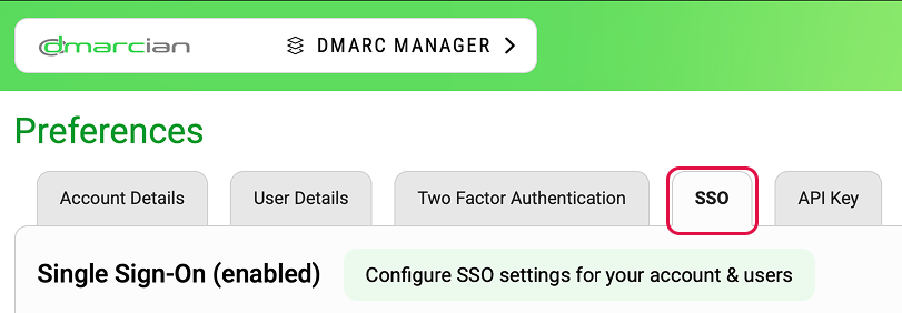Captura de tela da guia SSO.