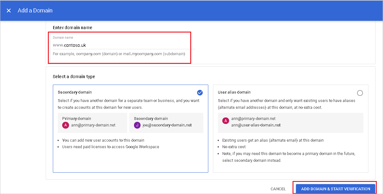 Verificar domínio G Suite