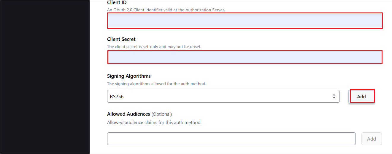 Captura de tela mostrando a configuração do OIDC para identificação de cliente.