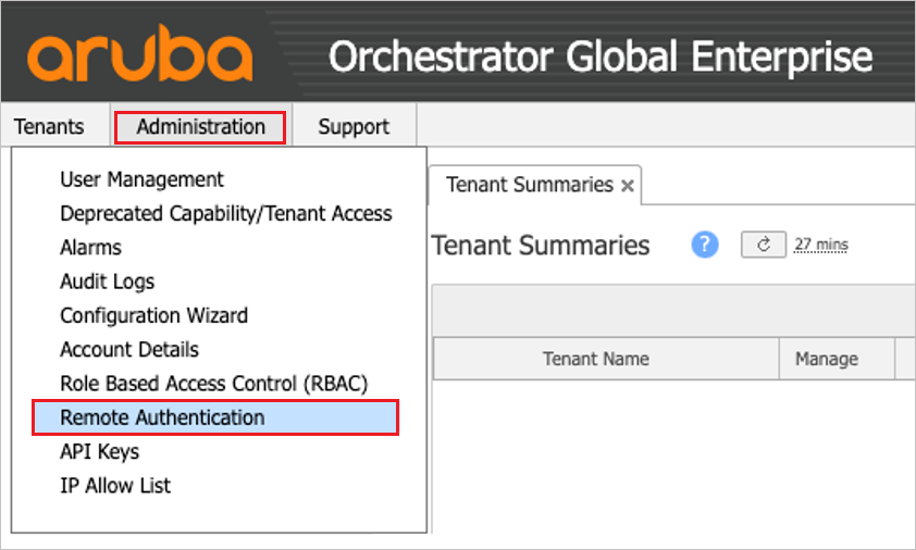 A captura de tela mostra as configurações do sistema da Autenticação Empresarial.