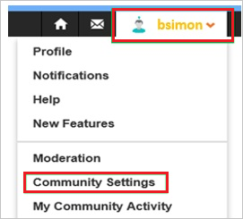 Configurações da comunidade