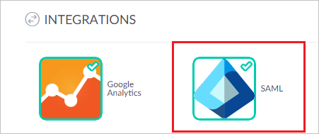 Screenshot shows the SAML icon under integrations.