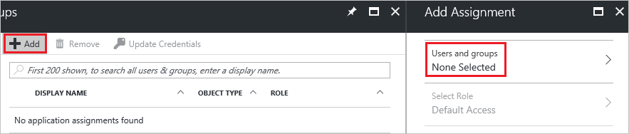 A captura de tela mostra o botão Adicionar, usado para adicionar atribuições.