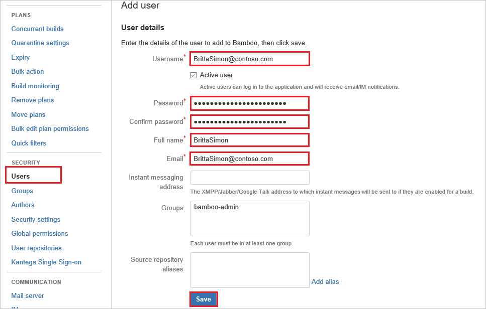 A captura de tela mostra o painel Adicionar usuário em que você pode executar essas etapas.