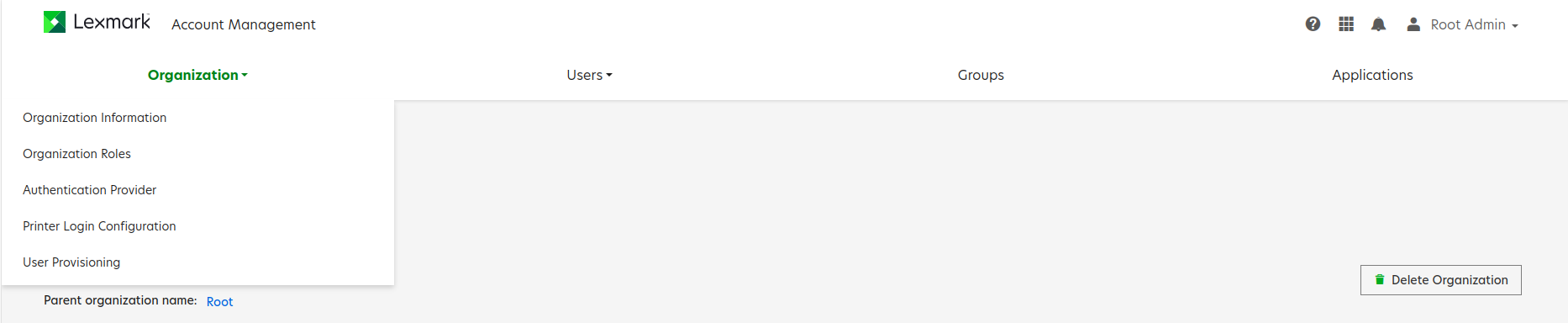 A captura de tela mostra o Menu de Provisionamento de Usuário.