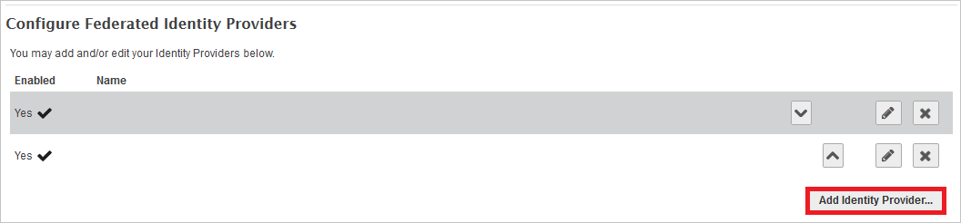 Adicionar Provedor de Identidade.