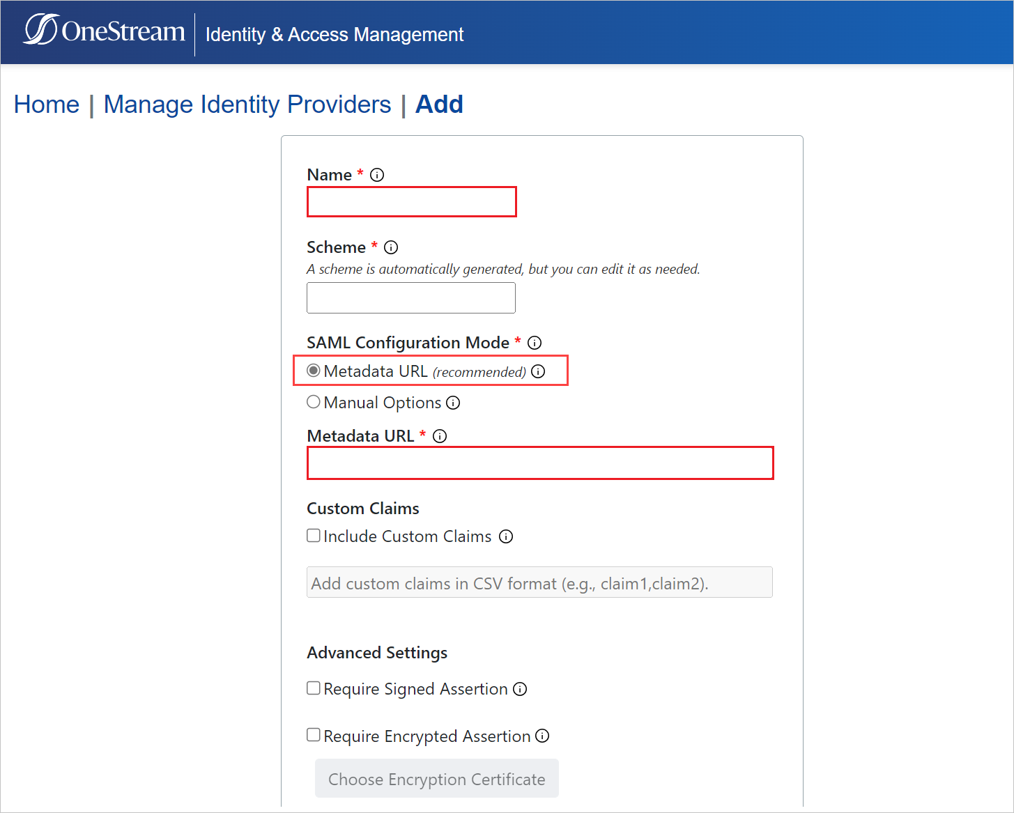 A captura de tela mostra a página de configuração.