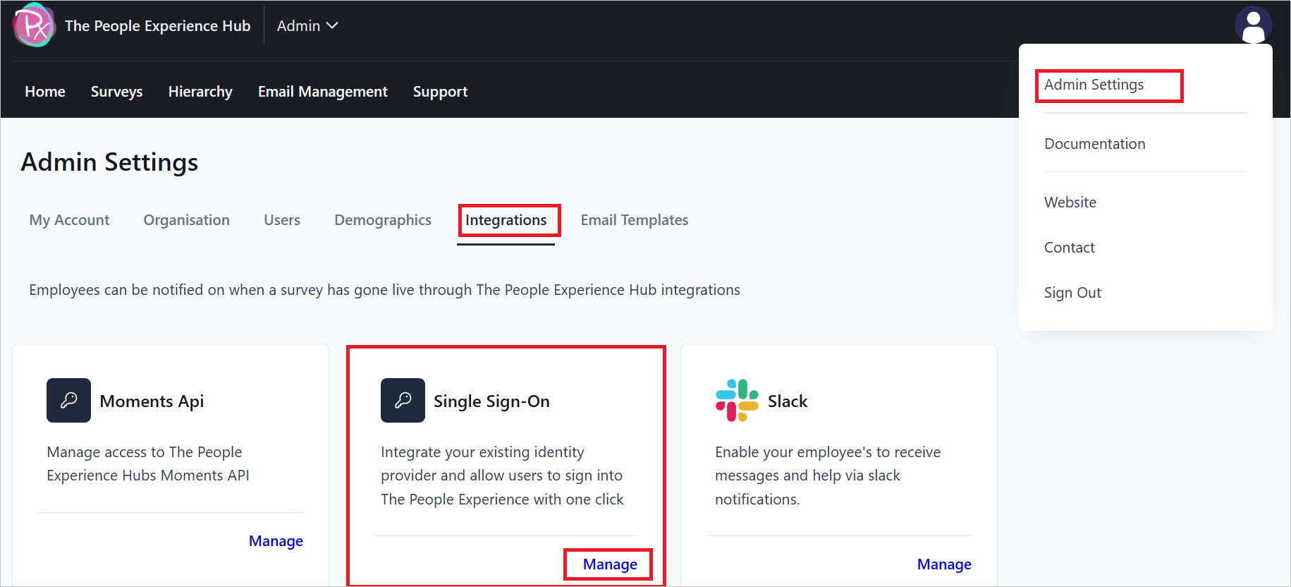 Captura de tela que mostra as configurações da configuração.