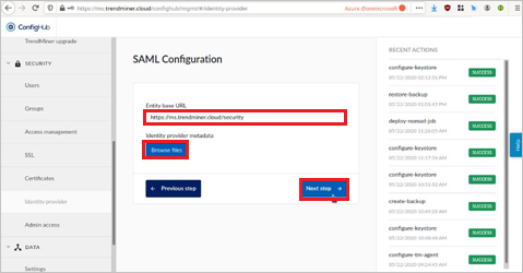 Configuração do SAML