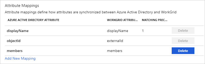 Screenshot of the Attribute Mappings section with three mappings displayed.