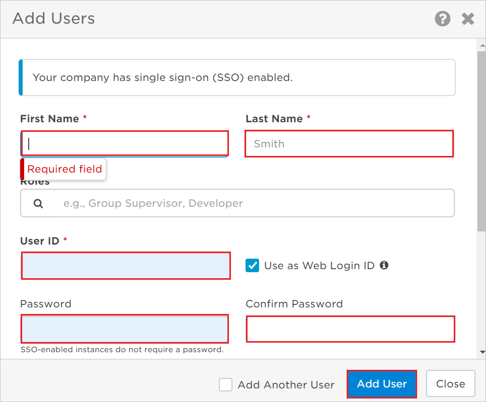 Adicionar um usuário
