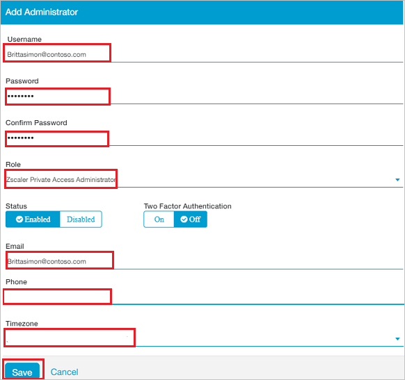Administrador de usuários do Zscaler Private Access