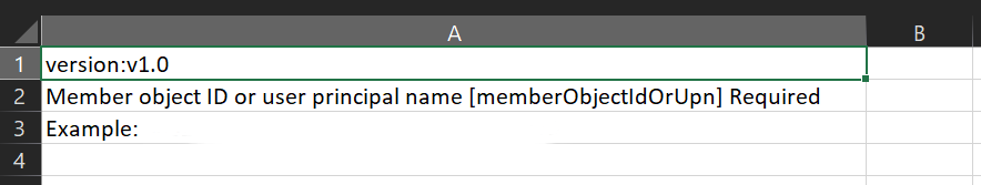 Captura de tela que mostra que o arquivo CSV contém nomes e IDs dos membros a serem importados.