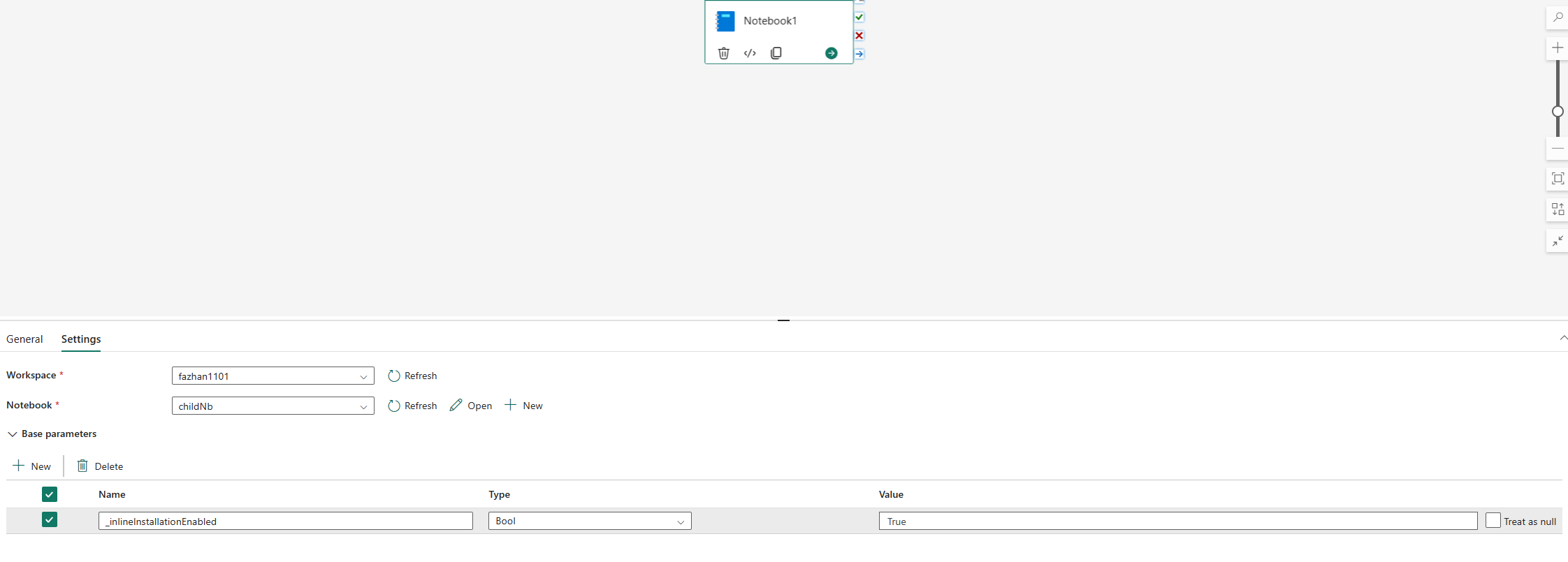 Captura de tela mostrando a configuração de habilitar a instalação do pip para a execução do pipeline do notebook.