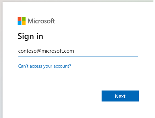 Captura de tela mostrando a tela de logon do aplicativo Microsoft Entra.